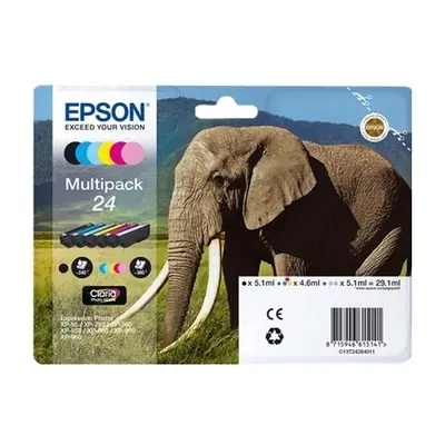 T242840 - Pack de 6 Cartouches dEncre Claria Noir et Couleur Epson (Elephant)