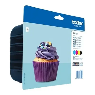 LC123VALBP - Pack de 4 Cartouches dEncre Noir et Couleur Brother (Cupcake)