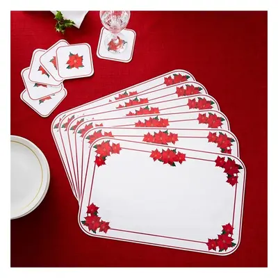 6 sets de table poinsettia +6 sous-verre