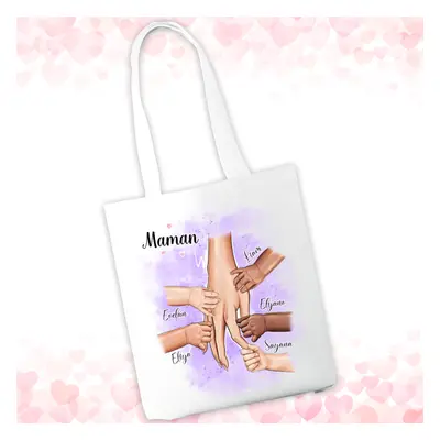 Tote bag maman personnalisable avec mains