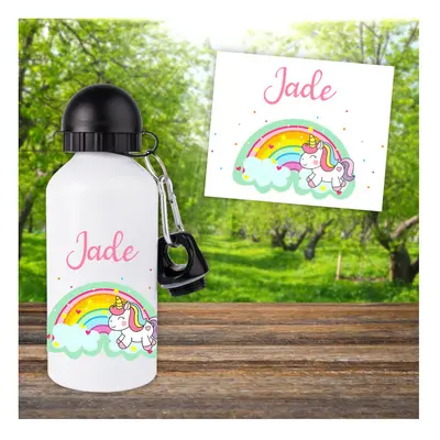 Gourde ou bouteille enfant personnalisée modèle licorne arc-en-ciel