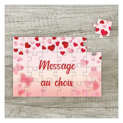 Puzzle personnalisable avec votre message - Modèle coeurs