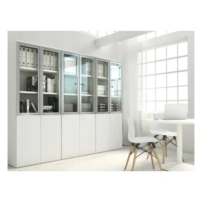 Armoire haute avec portes en verre et push open ELLIS H196