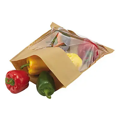 Sac papier liassé avec fenêtre en amidon de maïs - 4,5 kg 35 x 35 cm