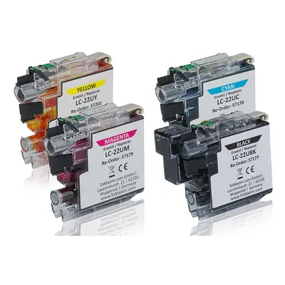 Multipack compatible avec Brother LC22U contient 4x Cartouche d&#039;encre