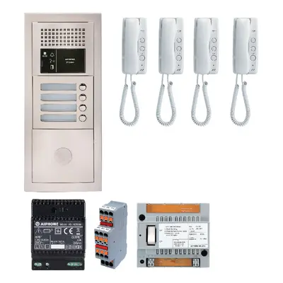 Pack interphone audio 4 BP avec 4 postes programmés