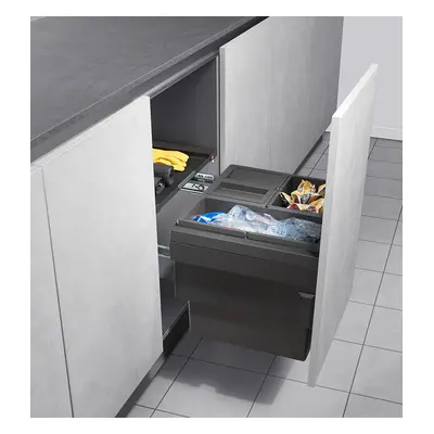 Poubelle de cuisine tri sélectif 3 bacs encastrable 44L (18+13+13) Hailo Cargo Synchro