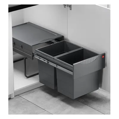 Poubelle de cuisine tri sélectif 2 bacs encastrable 40L (18+18) Hailo Raumspar Tandem Coloris - 