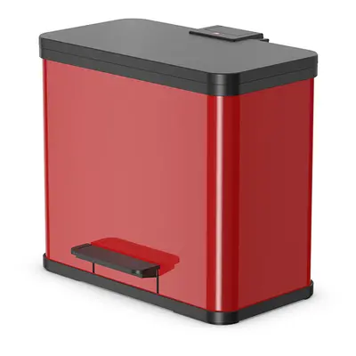 Poubelle de tri sélectif 2 bacs à pédale 25L (17+9) Hailo Öko Duo Plus L Coloris - Rouge