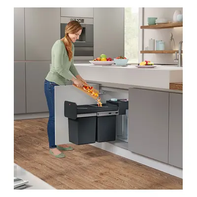 Poubelle de tri sélectif encastrable 28 litres (14+14) Hailo EcoLine Design L Duo