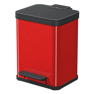 Poubelle de tri sélectif 2 bacs à pédale 20L (9+9) Hailo Öko Duo Plus M Coloris - Rouge