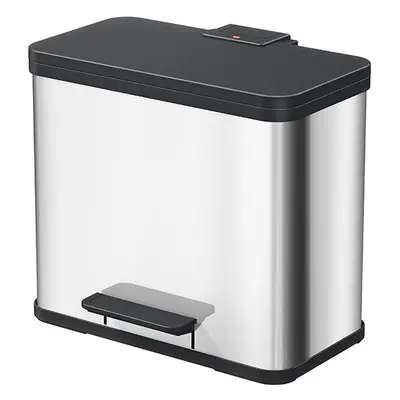 Poubelle de tri sélectif 2 bacs à pédale 25L (17+9) Hailo Öko Duo Plus L Coloris - Inox