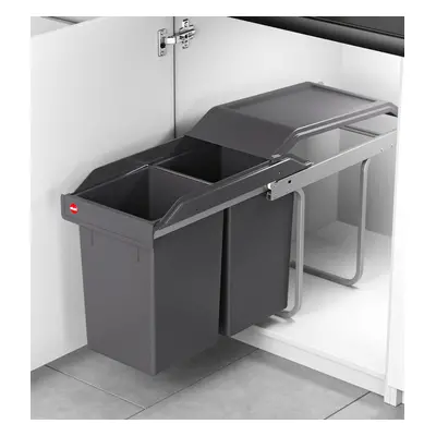 Poubelle de cuisine tri sélectif 2 bacs encastrable sous évier 30L (15+15) Hailo Tandem