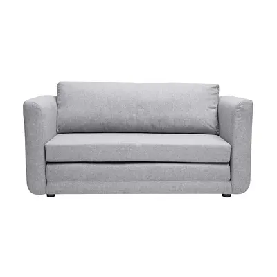 Canapé convertible 2 places en tissu gris clair LEON