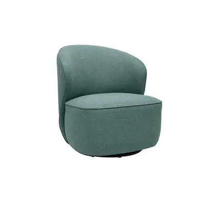 Fauteuil design pivotant en tissu vert de gris AMBER