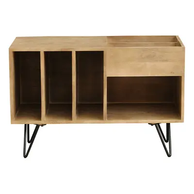 Buffet de rangement vinyles en bois manguier massif et métal L90 cm BOOGIE