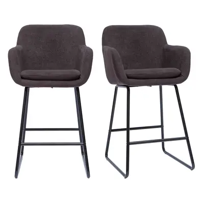 Tabourets de bar effet velours gris foncé H65 cm (lot de 2) AMIKA