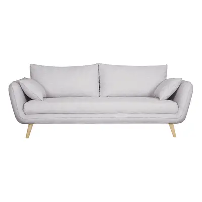 Canapé scandinave 3 places en tissu gris clair chiné et bois clair CREEP