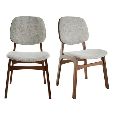 Chaises vintage en tissu gris clair et bois foncé (lot de 2) SOQUETTE