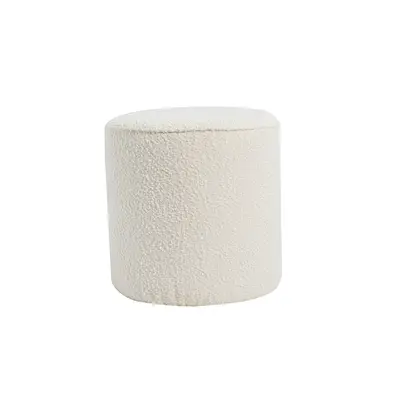 Pouf scandinave rond en tissu effet laine bouclée blanc cassé D40 cm MERIBEL