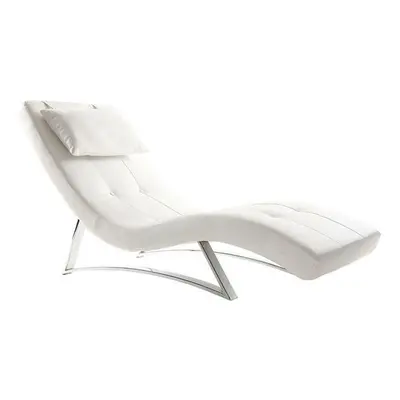 Chaise longue design blanc et acier chromé BARTY