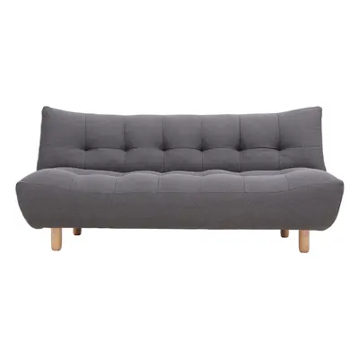 Canapé convertible scandinave 3 places en tissu gris foncé et bois clair YUMI