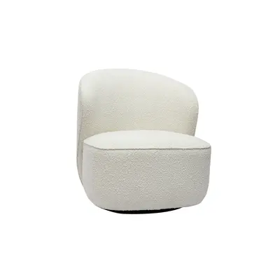 Fauteuil design pivotant en tissu effet laine bouclée blanc AMBER