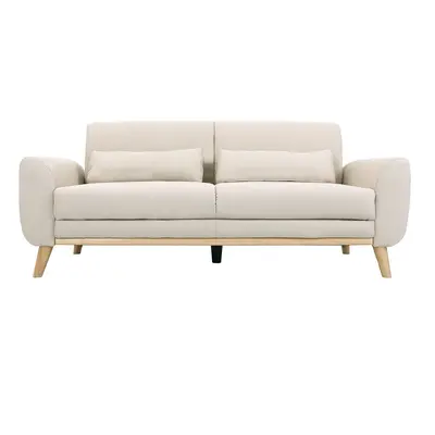 Canapé scandinave 3 places en tissu beige et bois clair EKTOR