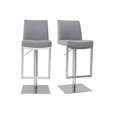 Tabourets de bar relevables gris et acier chromé (lot de 2) KYLE