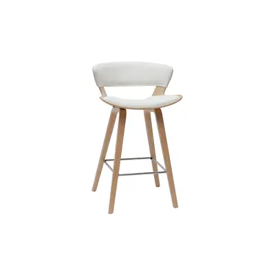 Tabouret de bar design blanc et bois clair H65 cm SYRAH