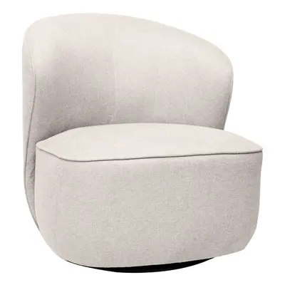 Fauteuil design pivotant en tissu effet velours texturé beige AMBER