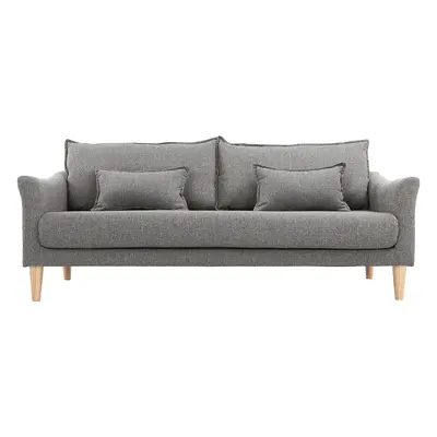 Canapé scandinave 3 places en tissu gris et bois clair KATE