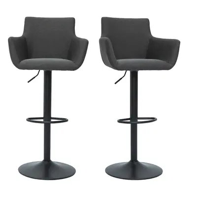 Tabourets de bar réglables tissu gris anthracite métal noir (lot de 2) CARLIE