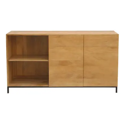 Buffet industriel en bois manguier massif et métal noir 2 portes L145 cm YPSTER