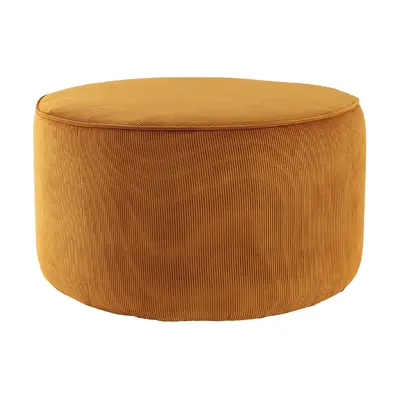 Pouf rond en tissu velours côtelé jaune D70 cm LOUIS