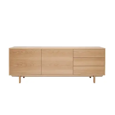 Buffet scandinave en bois clair 2 portes 3 tiroirs L195cm SID