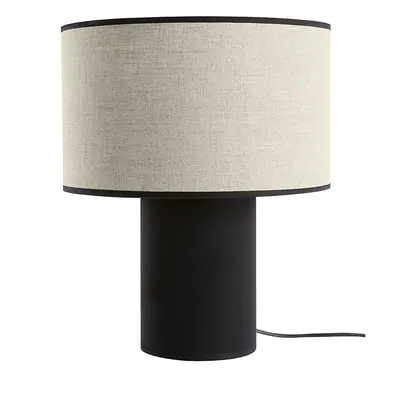 Lampe à poser bi-matière en lin et coton noir H36 cm SLOT