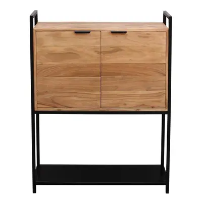 Buffet haut en bois massif et métal noir 2 portes L85 cm ARTHUS