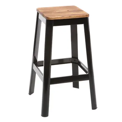 Tabouret de bar design noir et bois H75 cm NICK