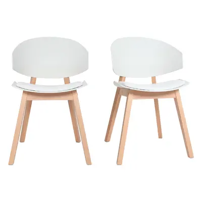 Chaises scandinaves blanc et bois clair (lot de 2) BLOEM