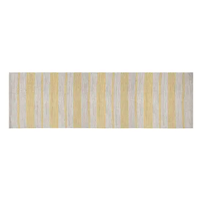 Tapis de couloir en coton jaune et beige 60 x 200 cm CABOURG