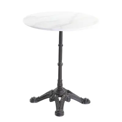 Table bistrot ronde en marbre blanc et métal noir L60 cm CONTY