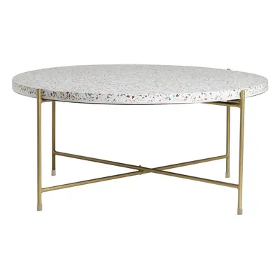 Table basse ronde design en terrazzo et métal doré D81 cm MEZZO