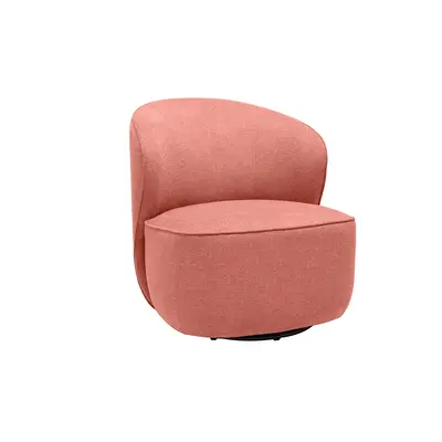 Fauteuil design pivotant en tissu effet velours texturé terracotta AMBER