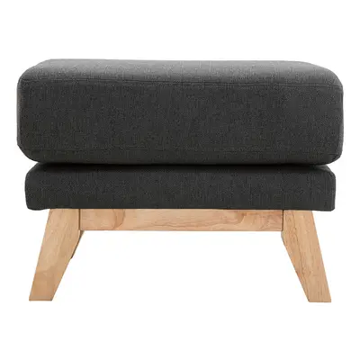 Pouf repose-pieds déhoussable scandinave en tissu gris foncé et bois clair OSLO