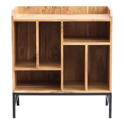 Buffet de rangement vinyles en bois massif et métal noir L76 cm BLUES