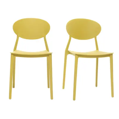 Chaises design empilables jaunes intérieur - extérieur (lot de 2) ANNA