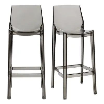 Tabourets de bar design transparents gris intérieur - extérieur H75 cm (lot de 2) YLAK