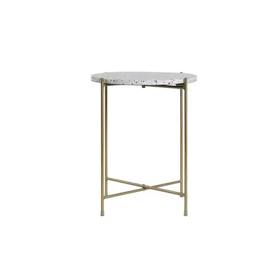 Table d'appoint design ronde en terrazzo et métal doré D40 cm MEZZO