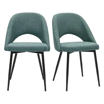 Chaises vintage en tissu vert de gris et métal noir (lot de 2) COSETTE